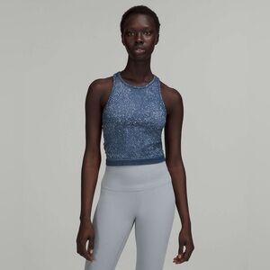 Lululemon Ebb to Street Crop Racerback Tank Distorted Noise Mineral Blue Size 4